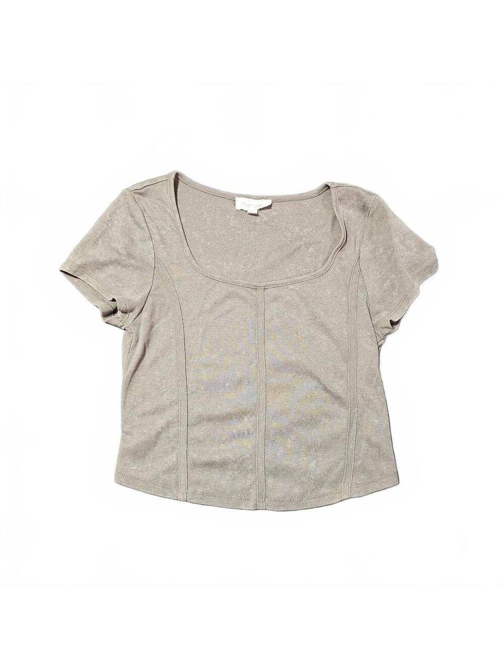 Pink Rose Women's Crop Top Large Gray Boat Neck Stylish Casual Y2K Style
